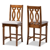 Baxton Studio Darcie Modern and Contemporary Grey Fabric Upholstered and Walnut Brown Finished Wood 2-Piece Counter Stool Set
